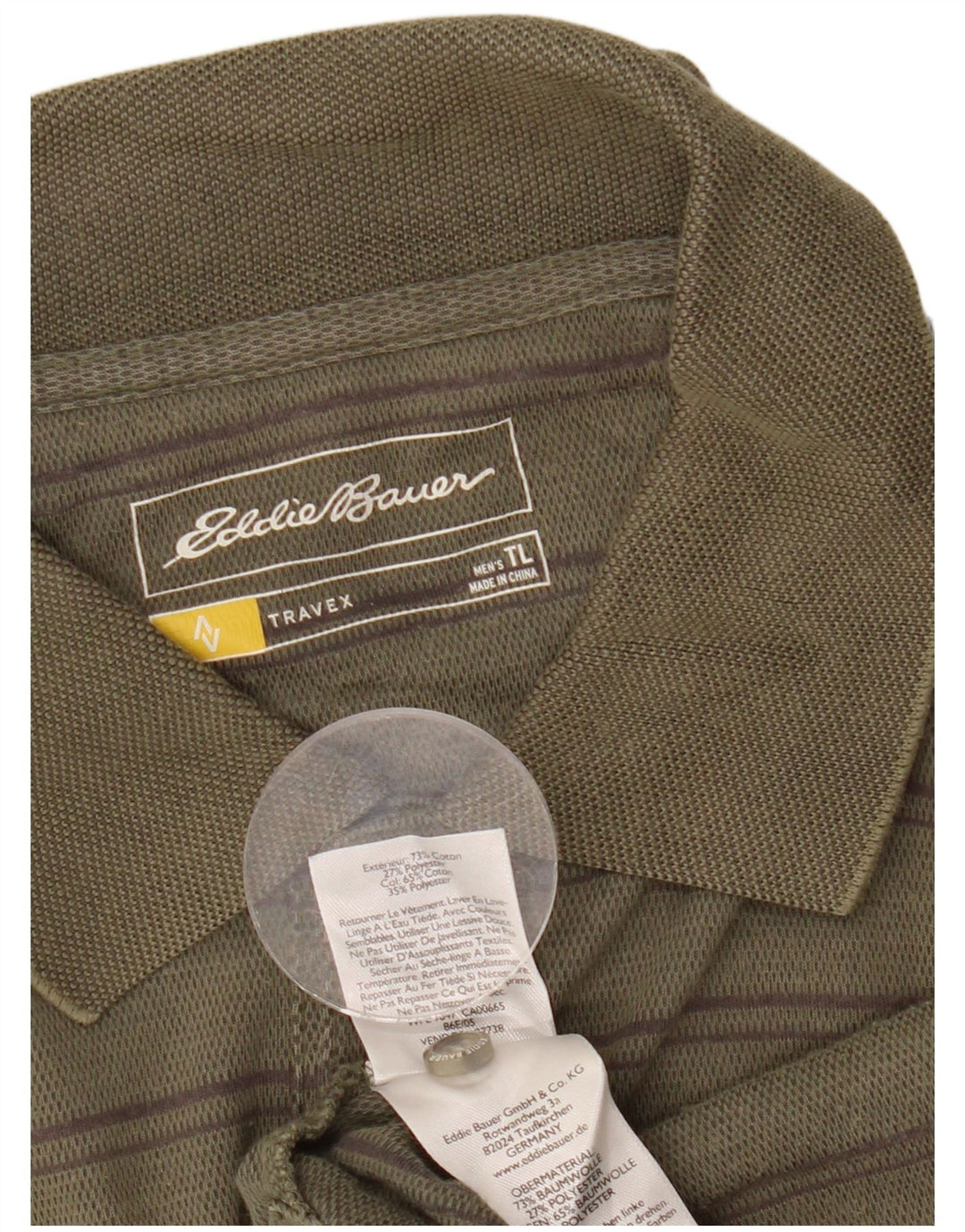 Męska koszulka polo o regularnym kroju Eddie Bauer, duża, bawełniana w paski khaki
