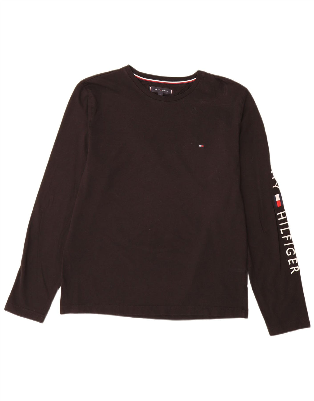Męski top graficzny Tommy Hilfiger z długim rękawem, duży, czarny, bawełniany