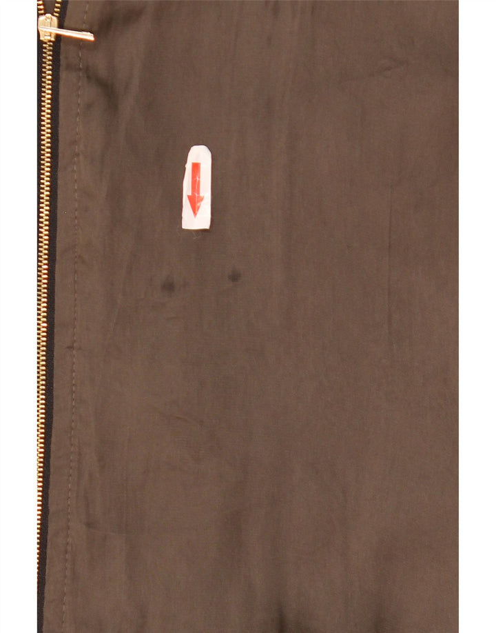 Damska kurtka bomberka oversize Zara UK 10, mała, khaki, poliester z blokami kolorów