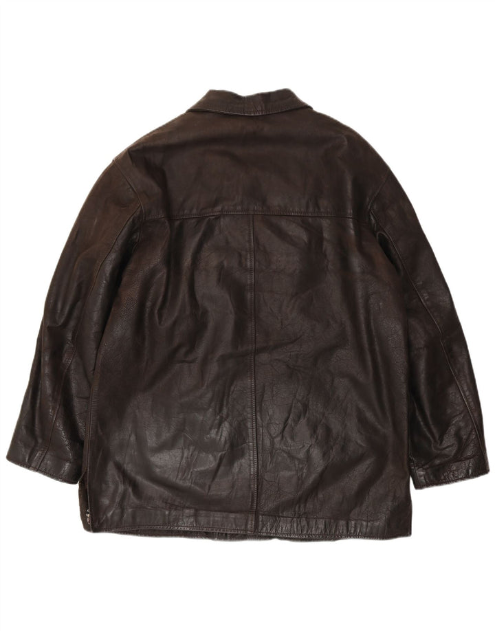 Vintage męska kurtka skórzana IT 54 2XL brązowa skóra