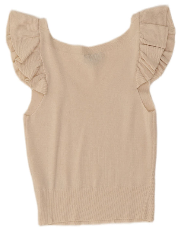Topshop damska krótka bluzka Top UK 12 Medium Off White Wiskoza