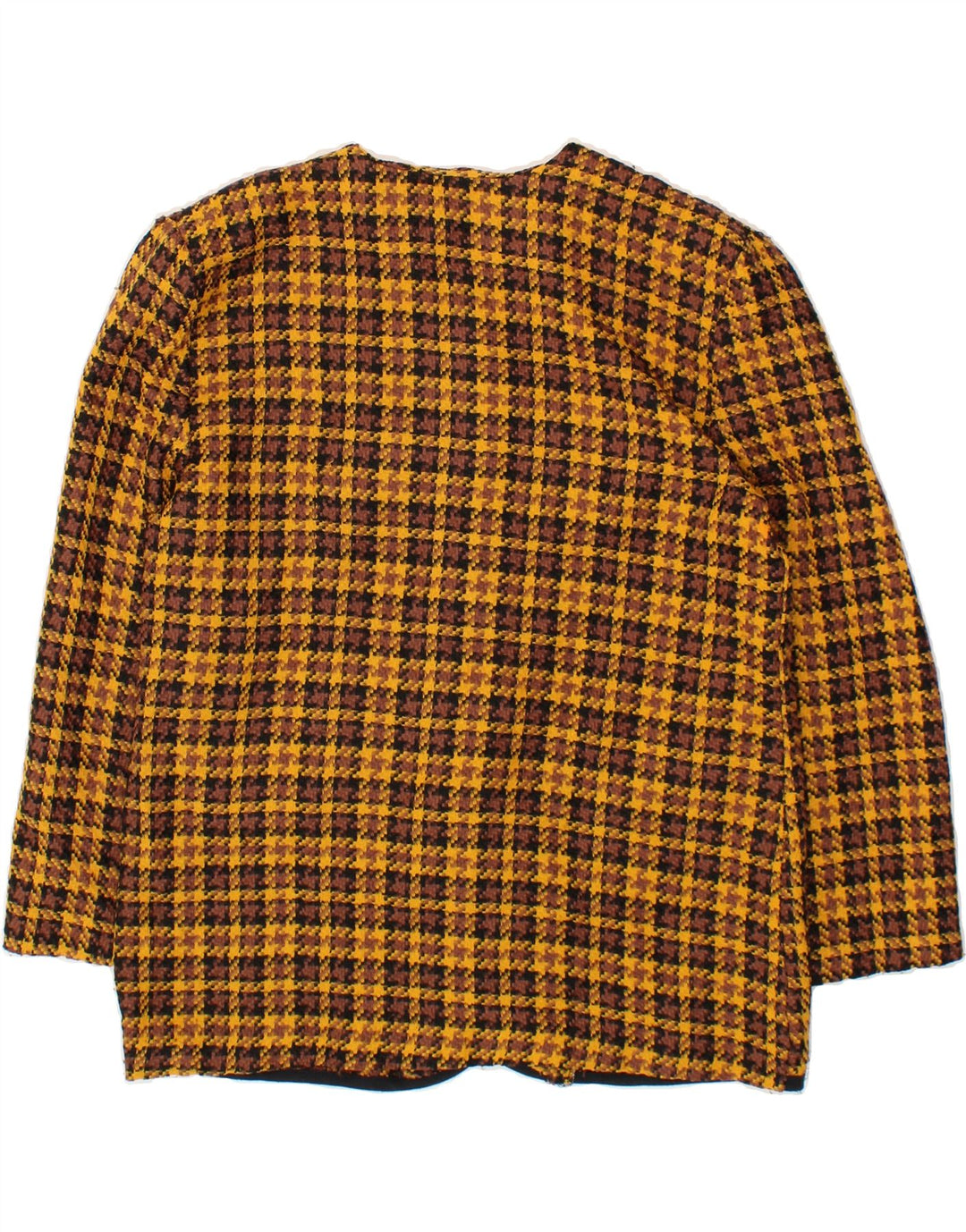 VINTAGE Womens 5 Button Blazer Jacket UK 14 Medium Yellow Houndstooth Vintage Vintage and Second-Hand Vintage from Messina Hembry 