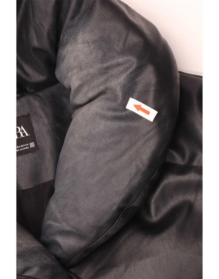 Damska kurtka oversize ze sztucznej skóry Zara UK 6 XS, czarna, poliuretanowa