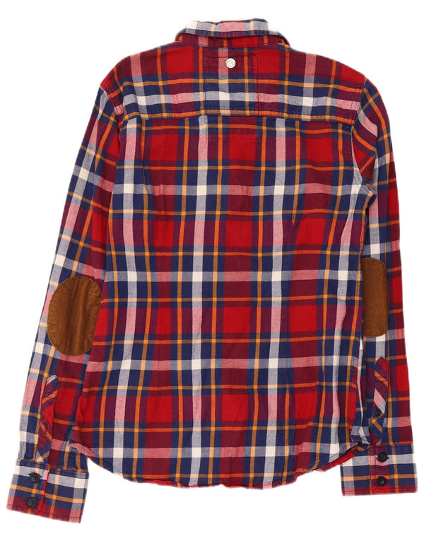 Damska koszula flanelowa Superdry UK 14, duża, bawełniana w czerwoną kratę