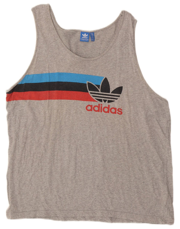 Męski top z kamizelką z grafiką ADIDAS 2XL, szary, z blokami kolorów