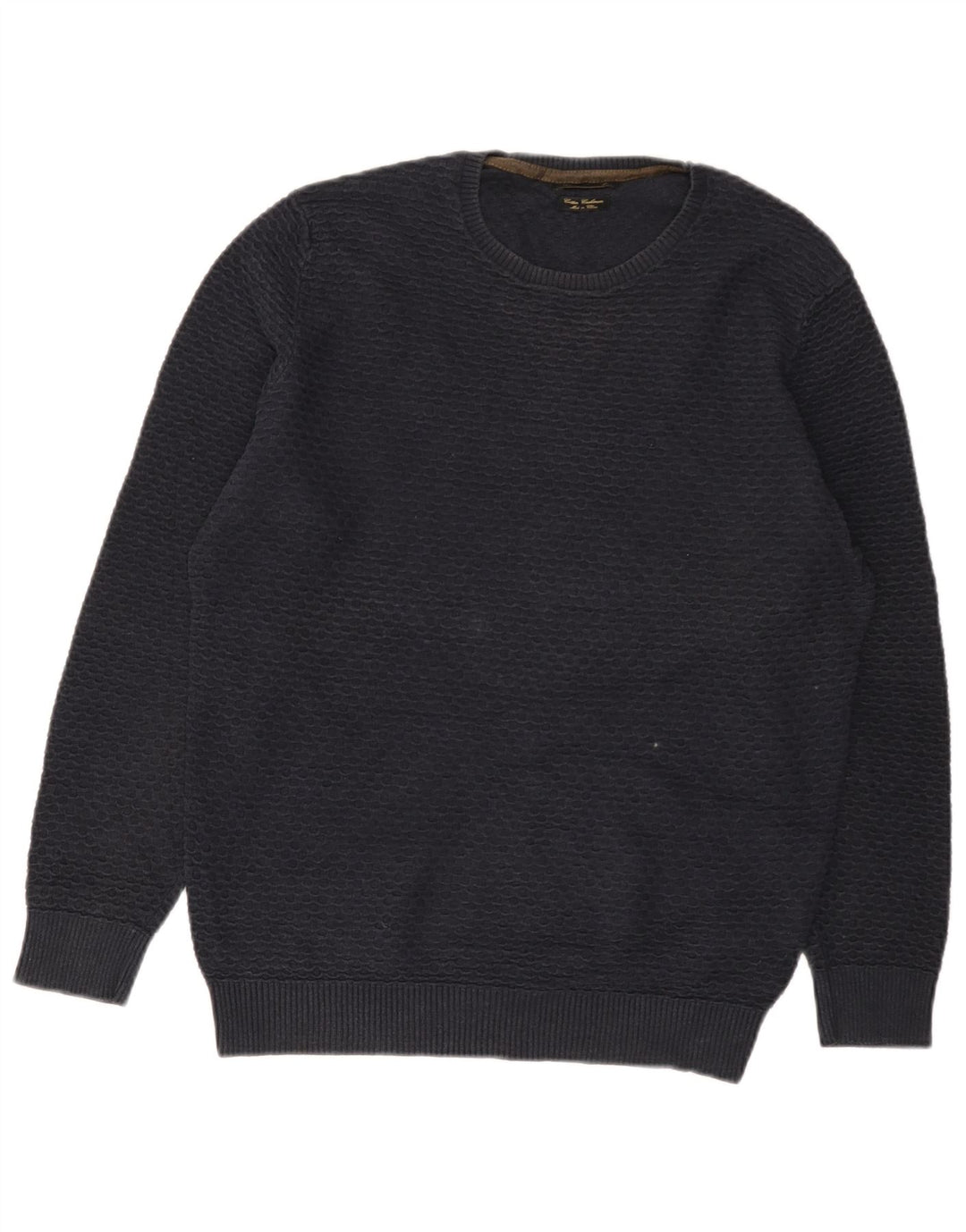 Męski sweter Massimo Dutti z okrągłym dekoltem, mały, granatowy, bawełniany