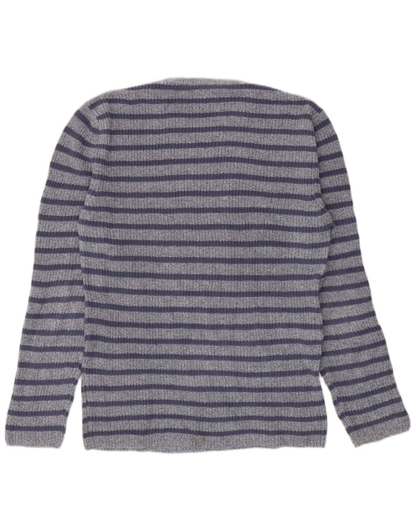 Męski sweter Zara z okrągłym dekoltem, duży, bawełniany w niebieskie paski