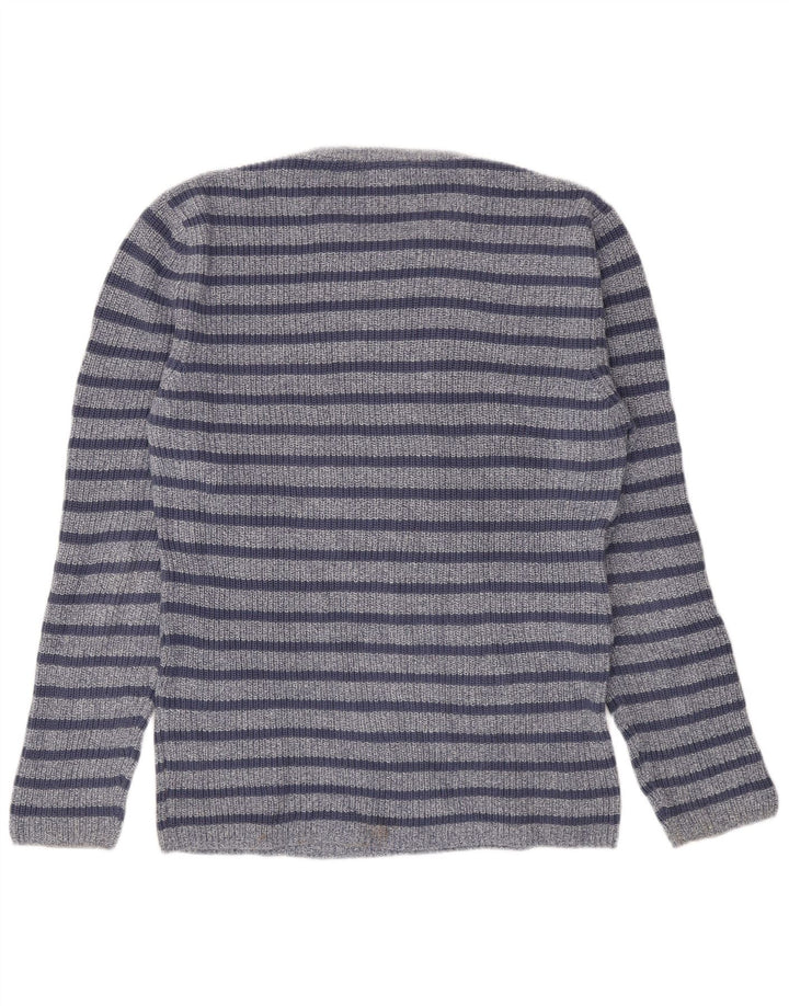 Męski sweter Zara z okrągłym dekoltem, duży, bawełniany w niebieskie paski