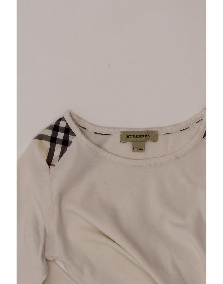 Top dziewczęcy BURBERRY z długim rękawem, 5-6 lat, w białą kratkę
