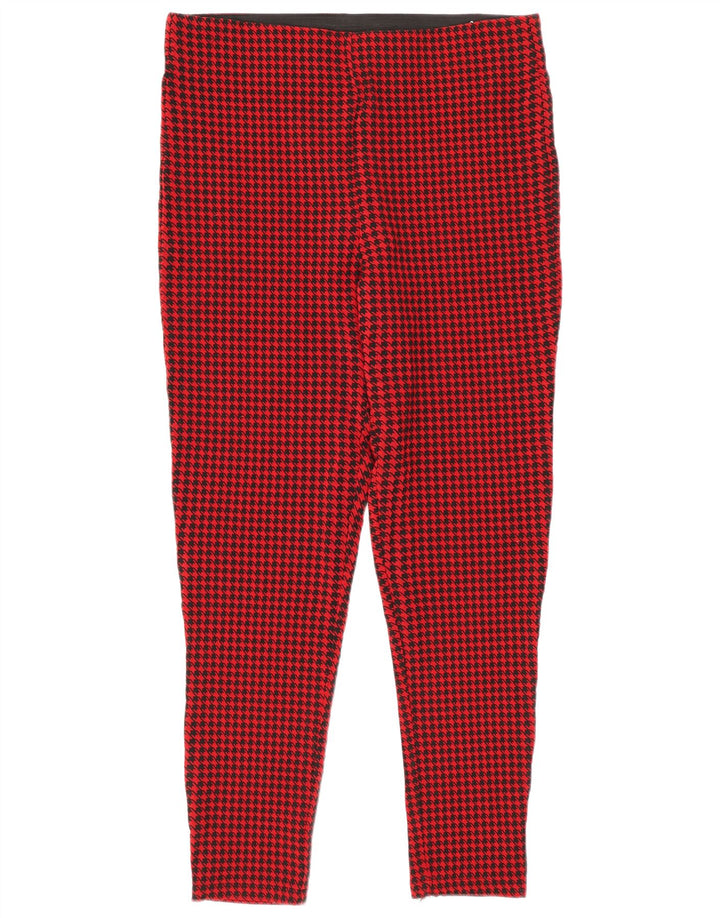 Damskie legginsy Zara Crop UK 14, duża, czerwona pepitka, wiskoza