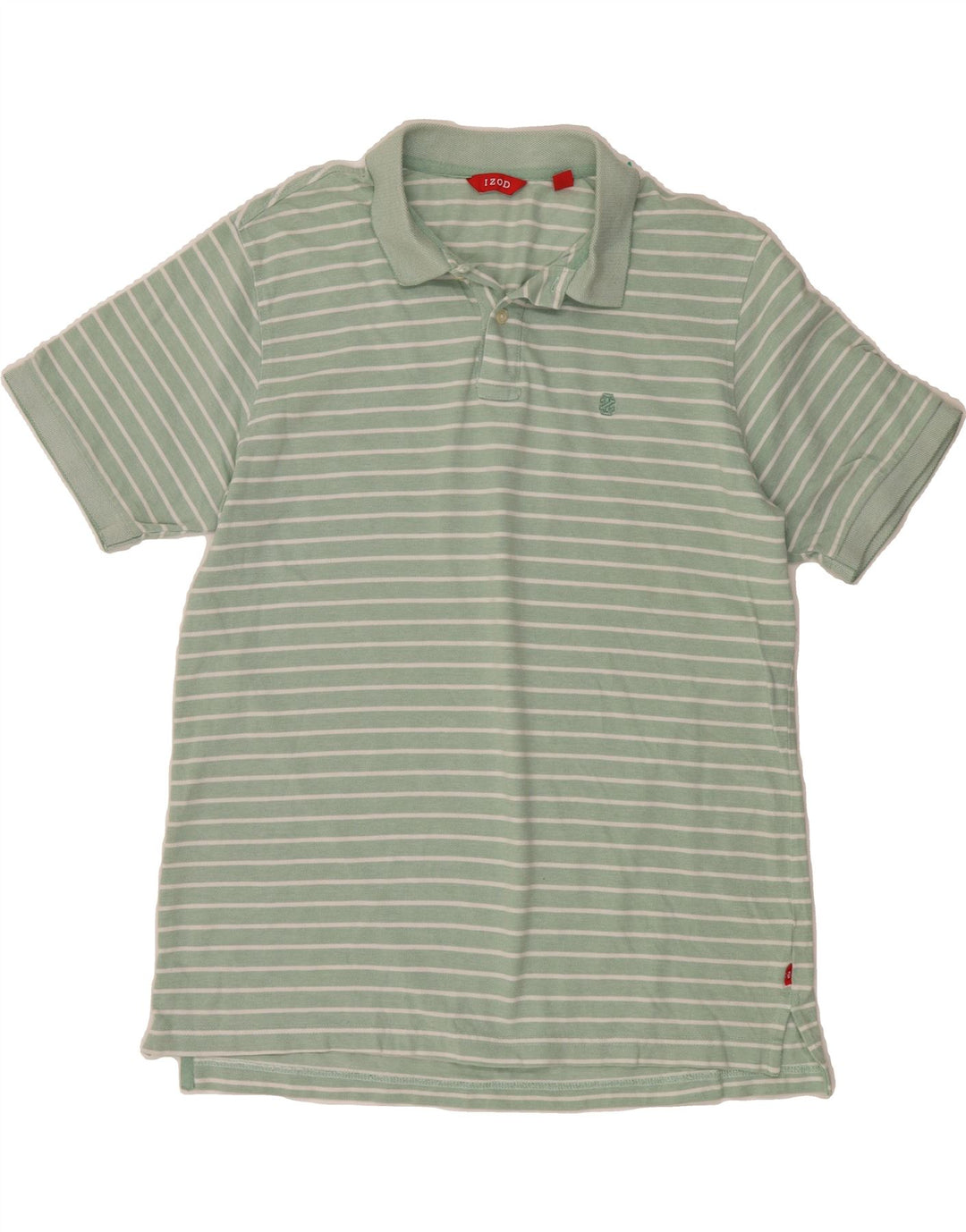 IZOD Mens Polo Shirt Large Green Striped Cotton Vintage Izod and Second-Hand Izod from Messina Hembry 