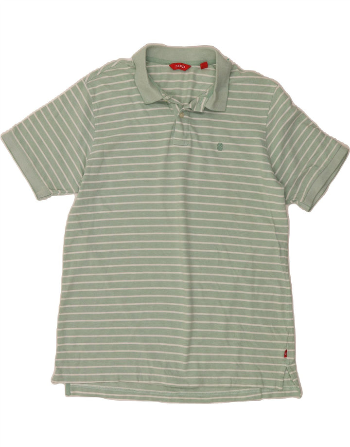IZOD Mens Polo Shirt Large Green Striped Cotton Vintage Izod and Second-Hand Izod from Messina Hembry 