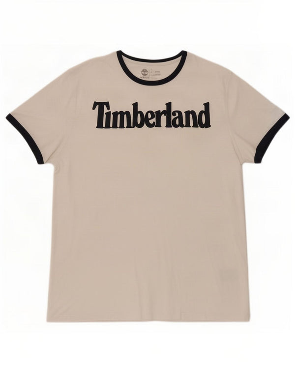 Męska koszulka Timberland o regularnym kroju z grafiką, 2XL, biała, z blokami kolorów