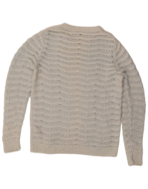 Damski sweter z dekoltem w łódkę TOMMY HILFIGER UK 14, duży, biały, bawełniany