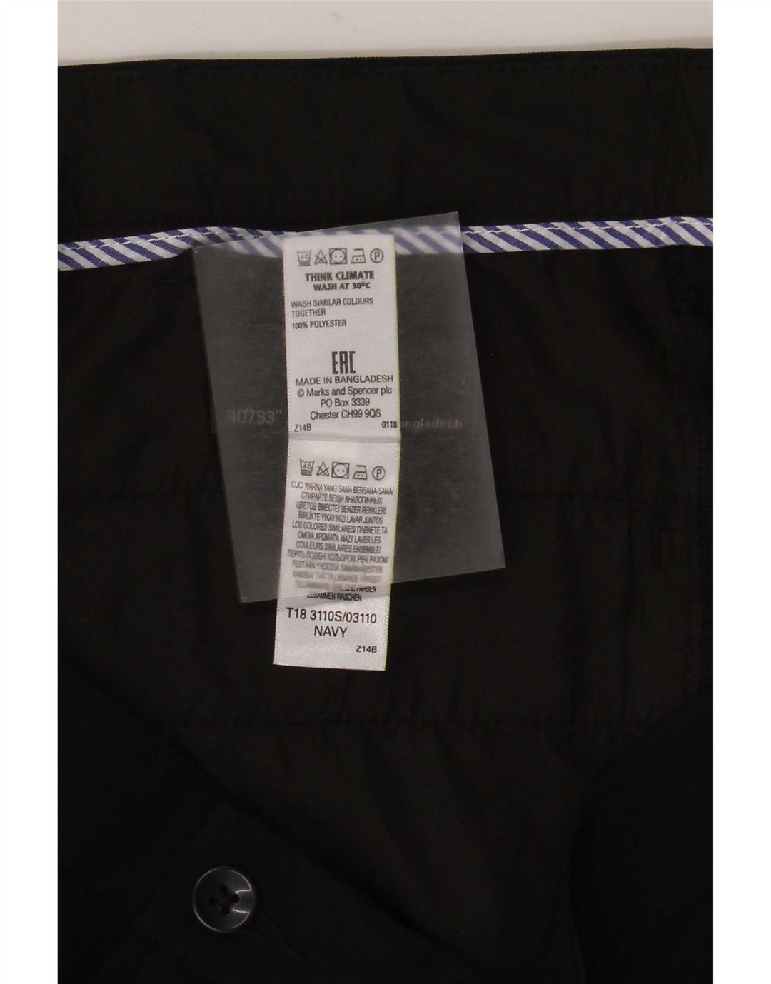 Męskie spodnie Chino Marks & Spencer W40 L33 Granatowy poliester