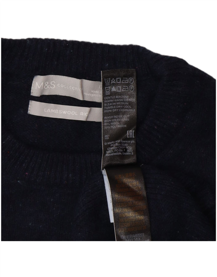 Marks & Spencer Damski sweter z okrągłym dekoltem UK 12 Średni granatowy wełniany