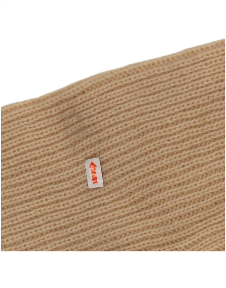 Sweter damski VINTAGE z wywijanym dekoltem UK 12, średni beżowy akryl w paski