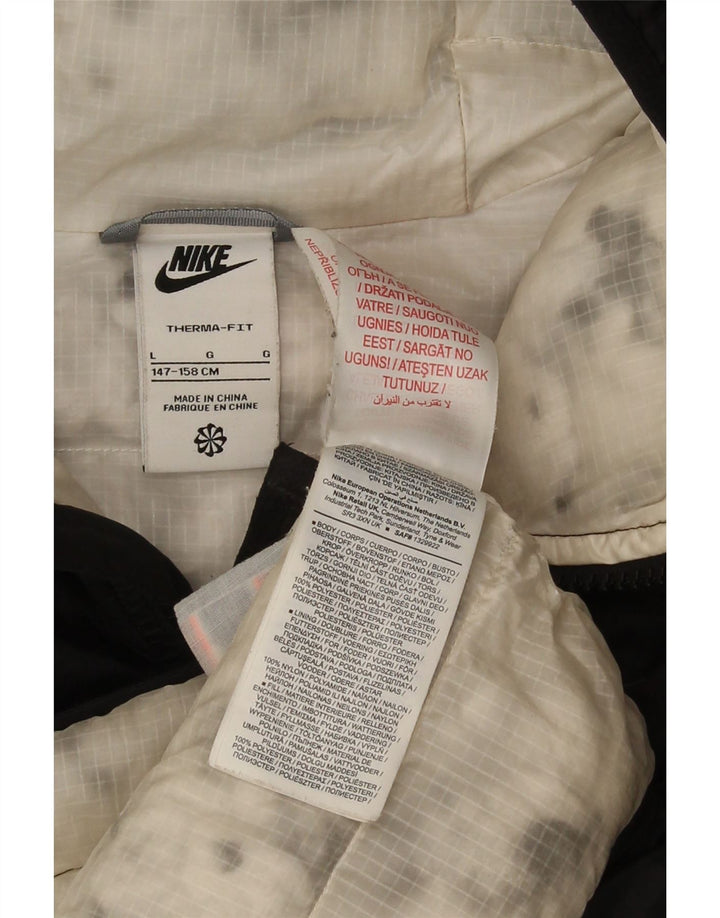 Chłopięca wyściełana kurtka z kapturem i kapturem Nike na 12-13 lat, duża, czarna, nylonowa