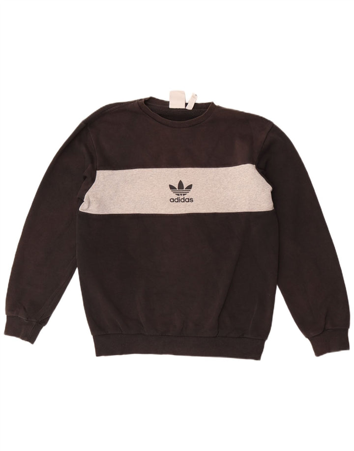 Męska bluza Adidas z grafiką, mała, czarna, z blokami kolorów, bawełniana
