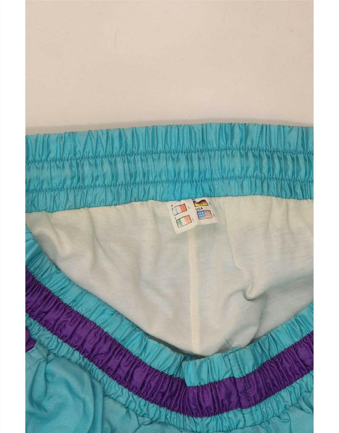 Męskie spodnie dresowe w stylu vintage, cargo, duże niebieskie bloki kolorów