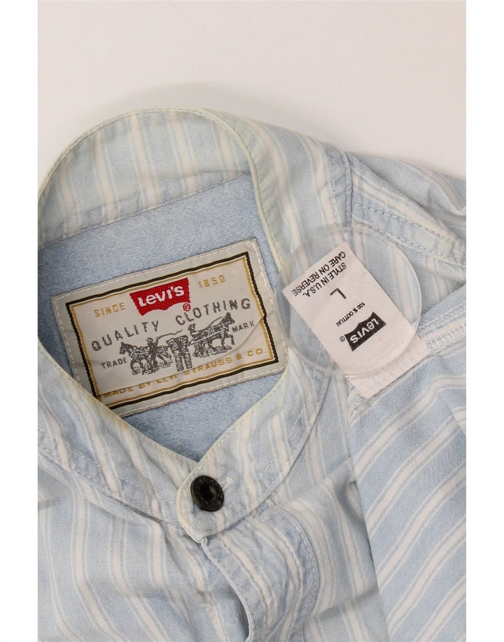 Męska koszula z krótkim rękawem Levi's, duża, niebieska, bawełniana w paski