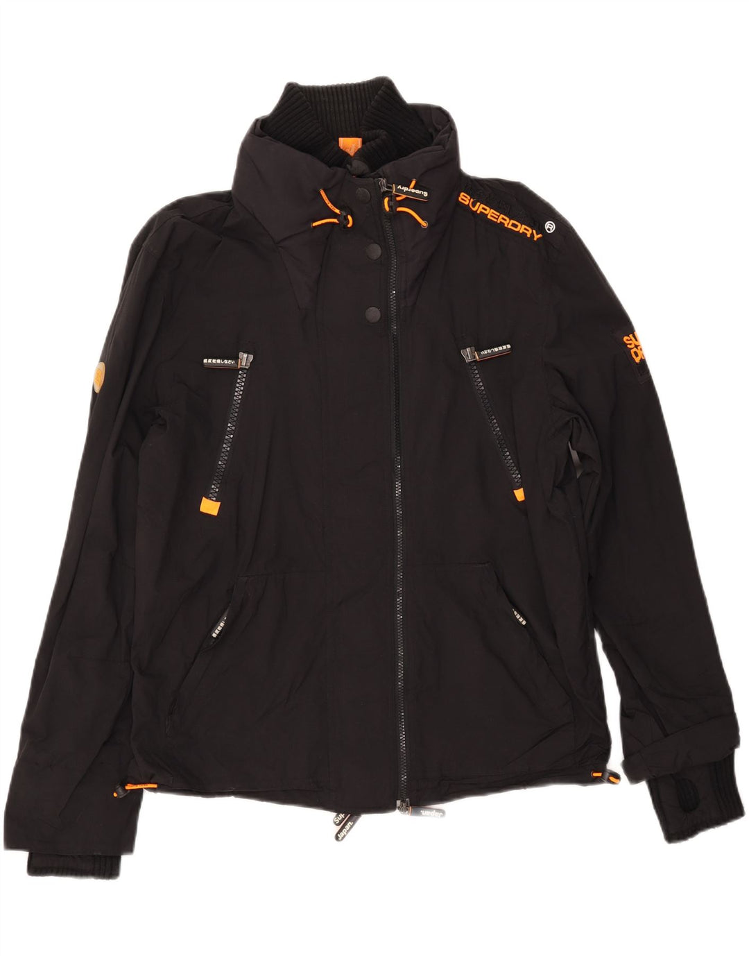 Damska kurtka wiatrówka SUPERDRY UK 16, duża, czarna nylonowa