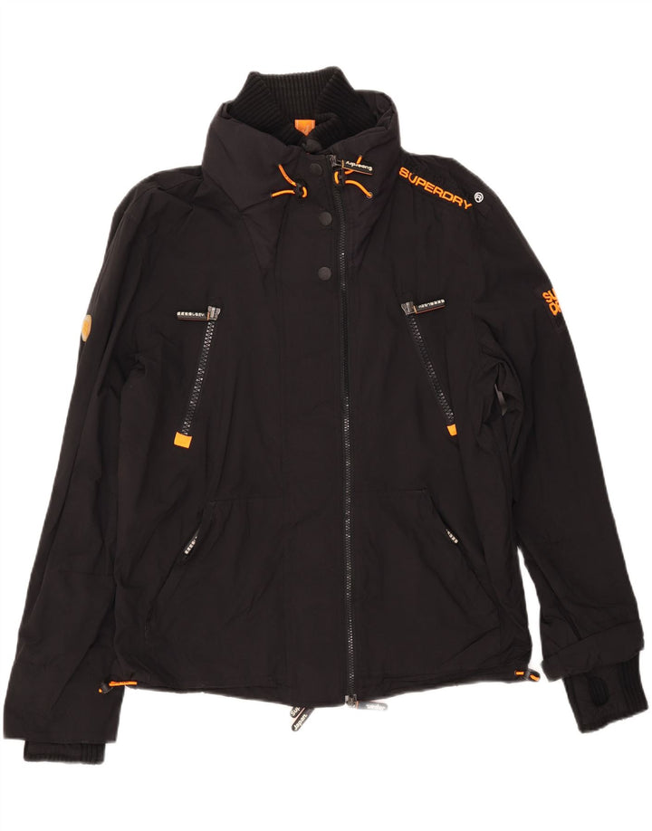 Damska kurtka wiatrówka SUPERDRY UK 16, duża, czarna nylonowa