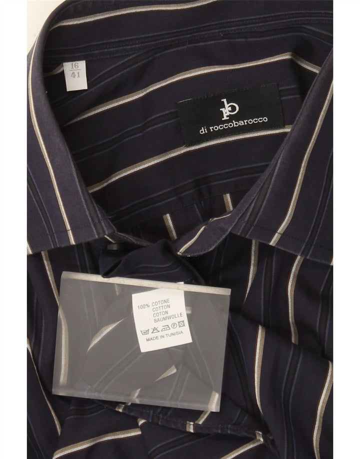 Koszula męska Roccobarocco rozmiar 41 16, duża, bawełniana w granatowe paski