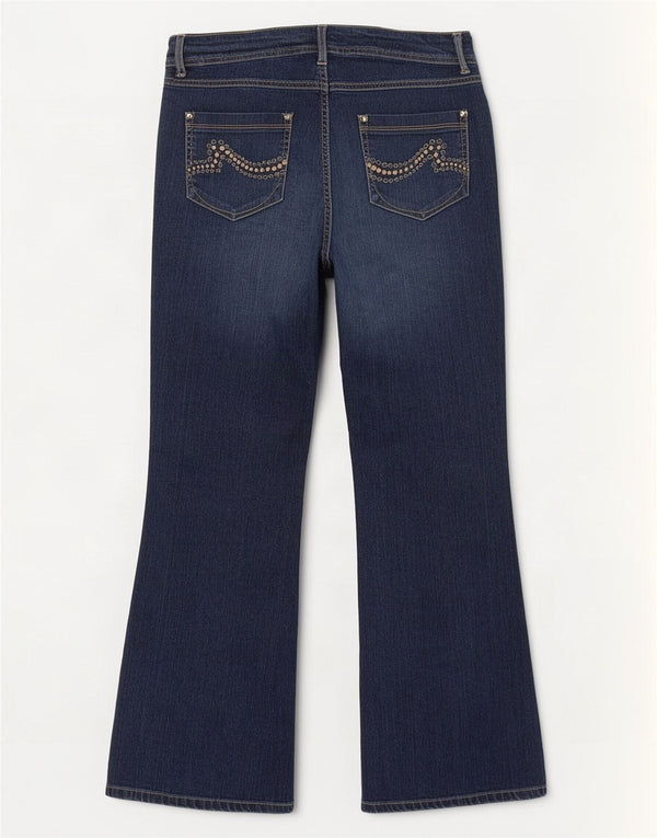 Marks & Spencer Womens Bootcut Jeans UK 16 Large W36 L30 Navy Blue