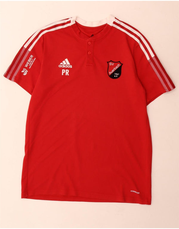 Męska koszulka Adidas Aeroready Graphic Top, bawełniana, w kolorze średniej czerwieni