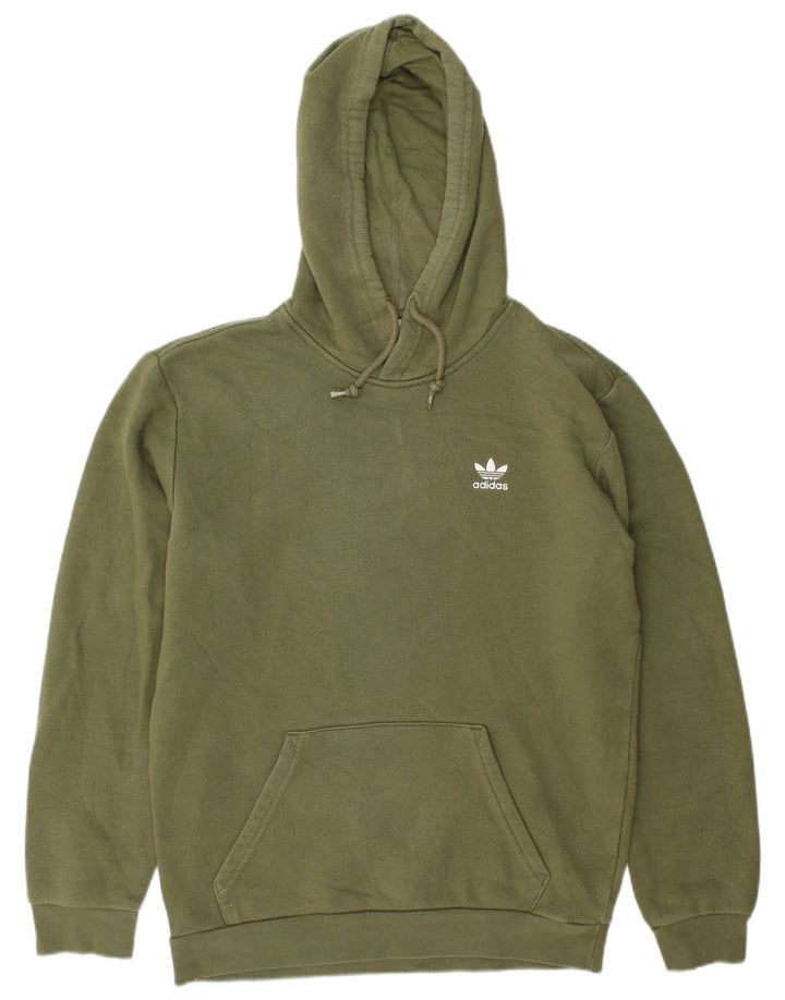 Adidas Męska bluza z kapturem, mała, zielona bawełna