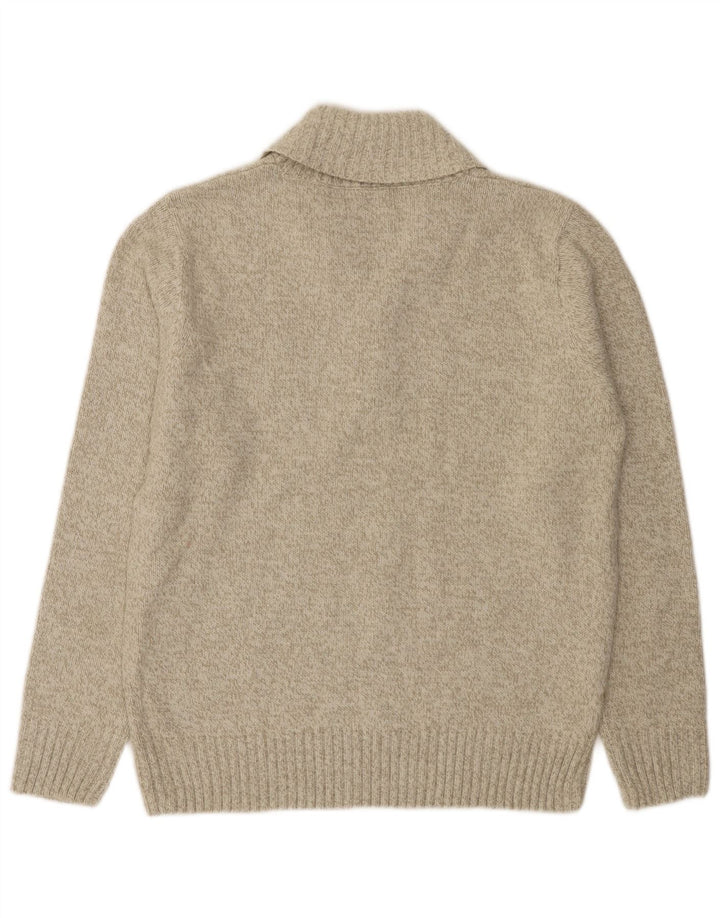 Marks & Spencer Męski sweter z szalowym dekoltem, średni zielony, nakrapiany akryl