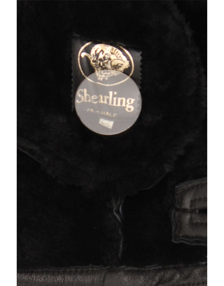 Vintage męska kurtka Shearling IT 54 2XL Czarna kurtka Shearling