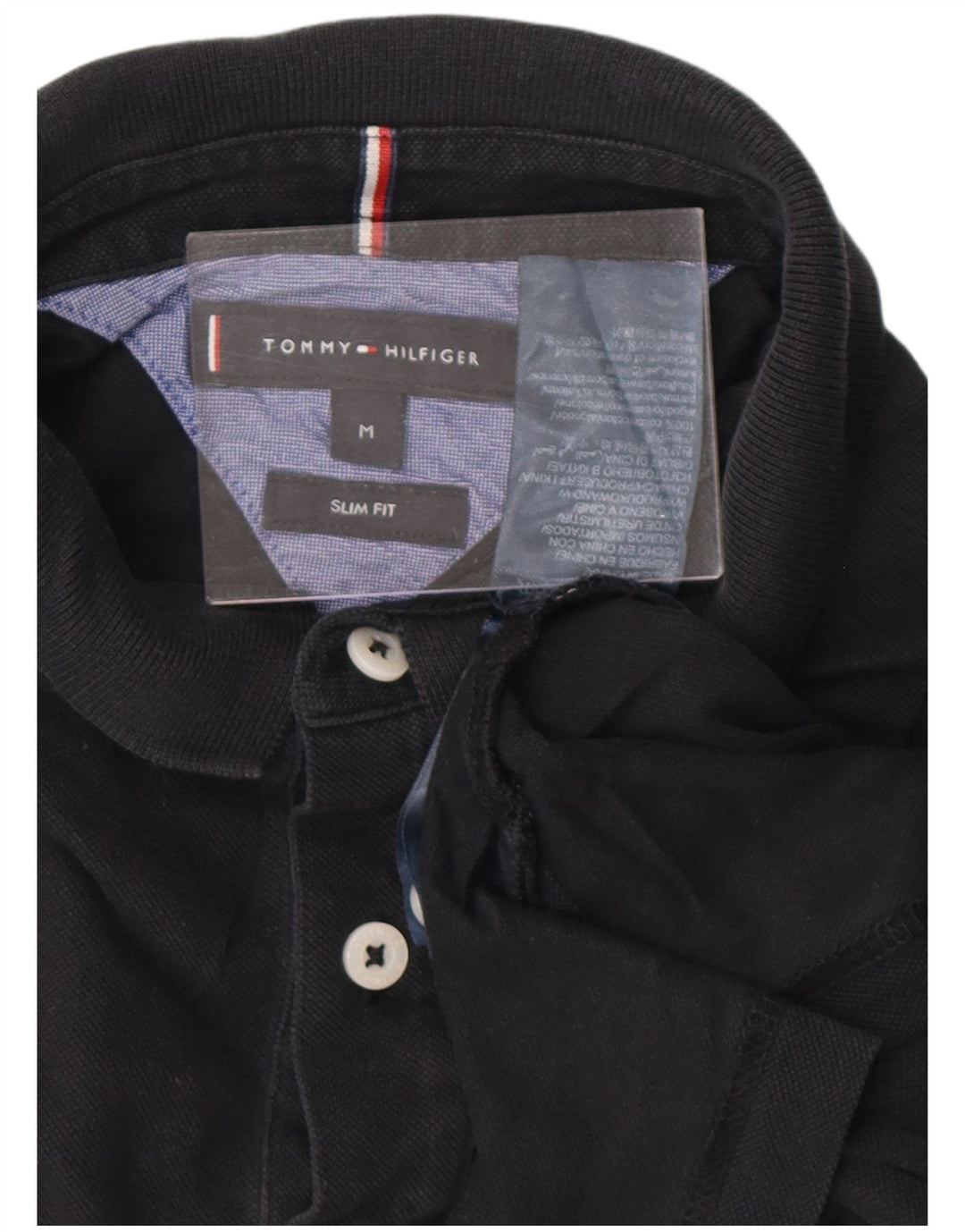 Męska koszulka polo slim fit TOMMY HILFIGER, średnia czarna, bawełniana