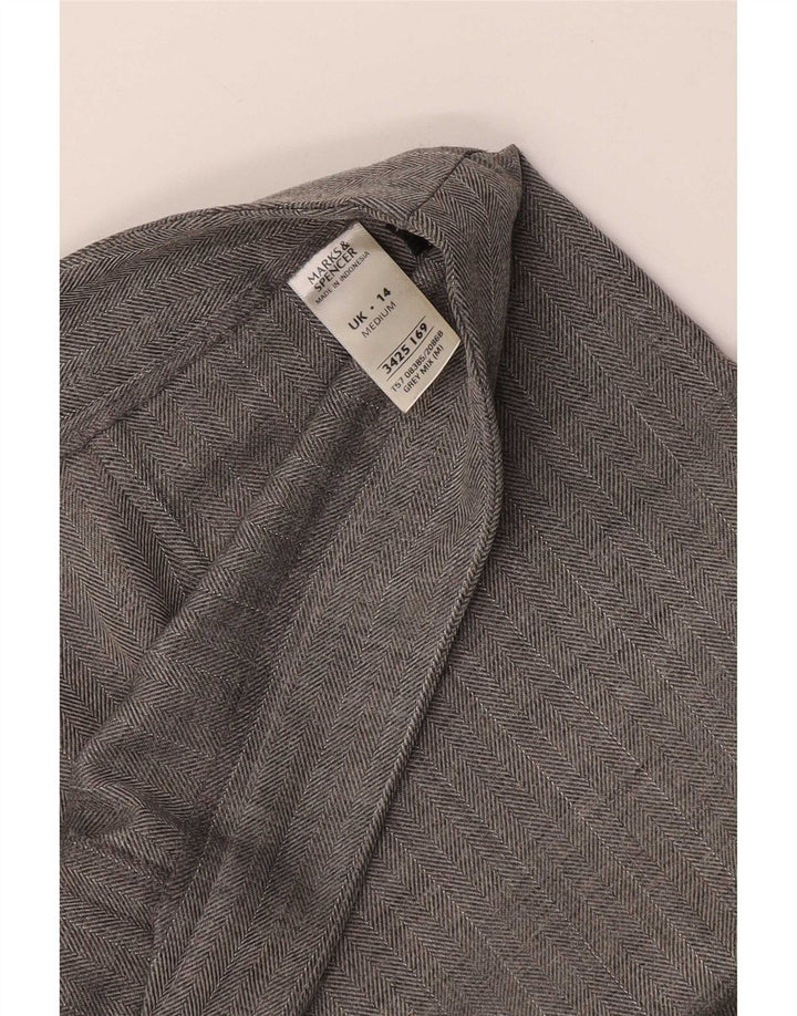 Spodnie garniturowe damskie Marks & Spencer UK 14 Medium W32 L28 Szare w jodełkę