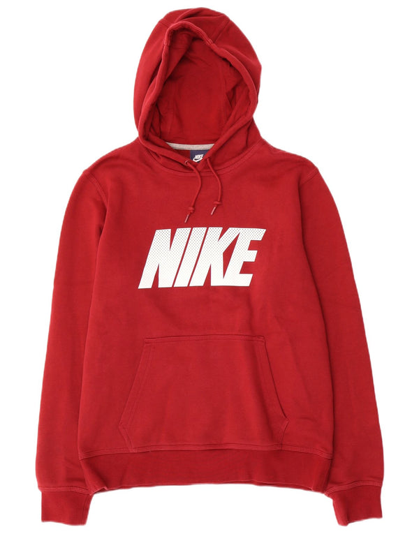 Nike Mens Graphic Hoodie Jumper Medium Burgundy Cotton