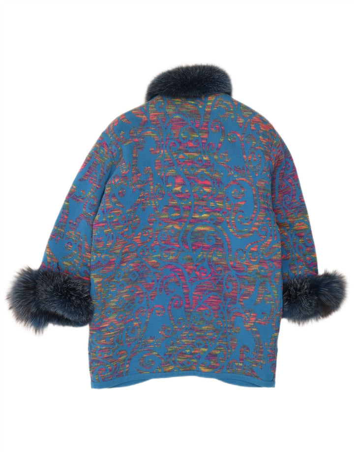 Damski płaszcz dwurzędowy STIZZOLI UK 20 2XL Niebieski Paisley