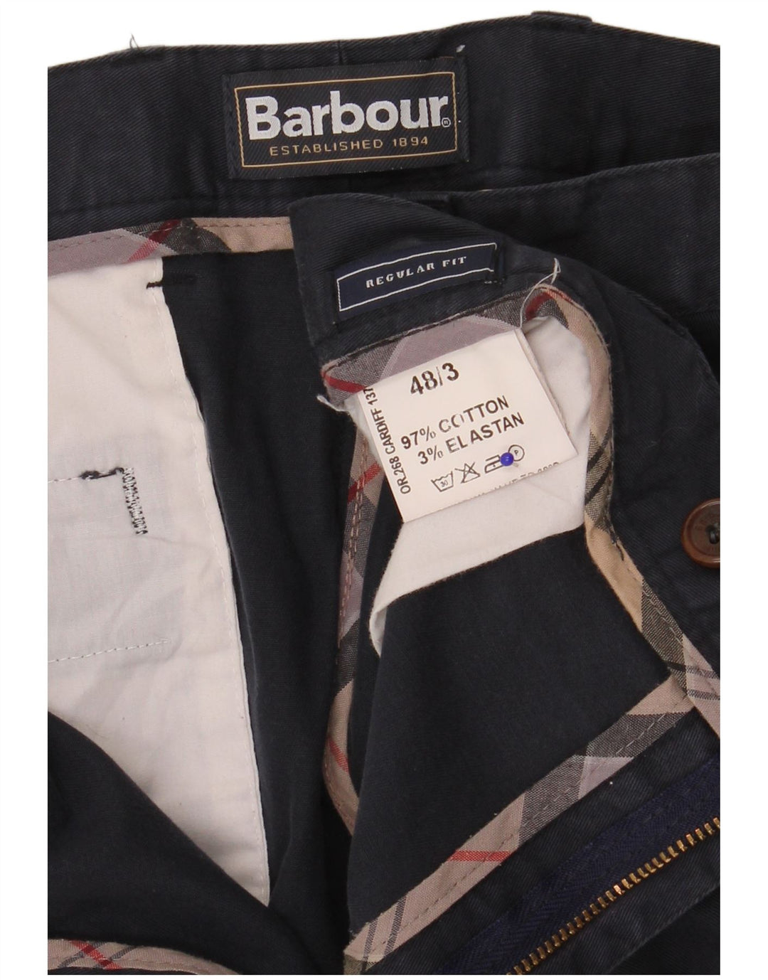 Męskie spodnie chino o regularnym kroju Barbour IT 48 Medium W36 L32 Granatowe
