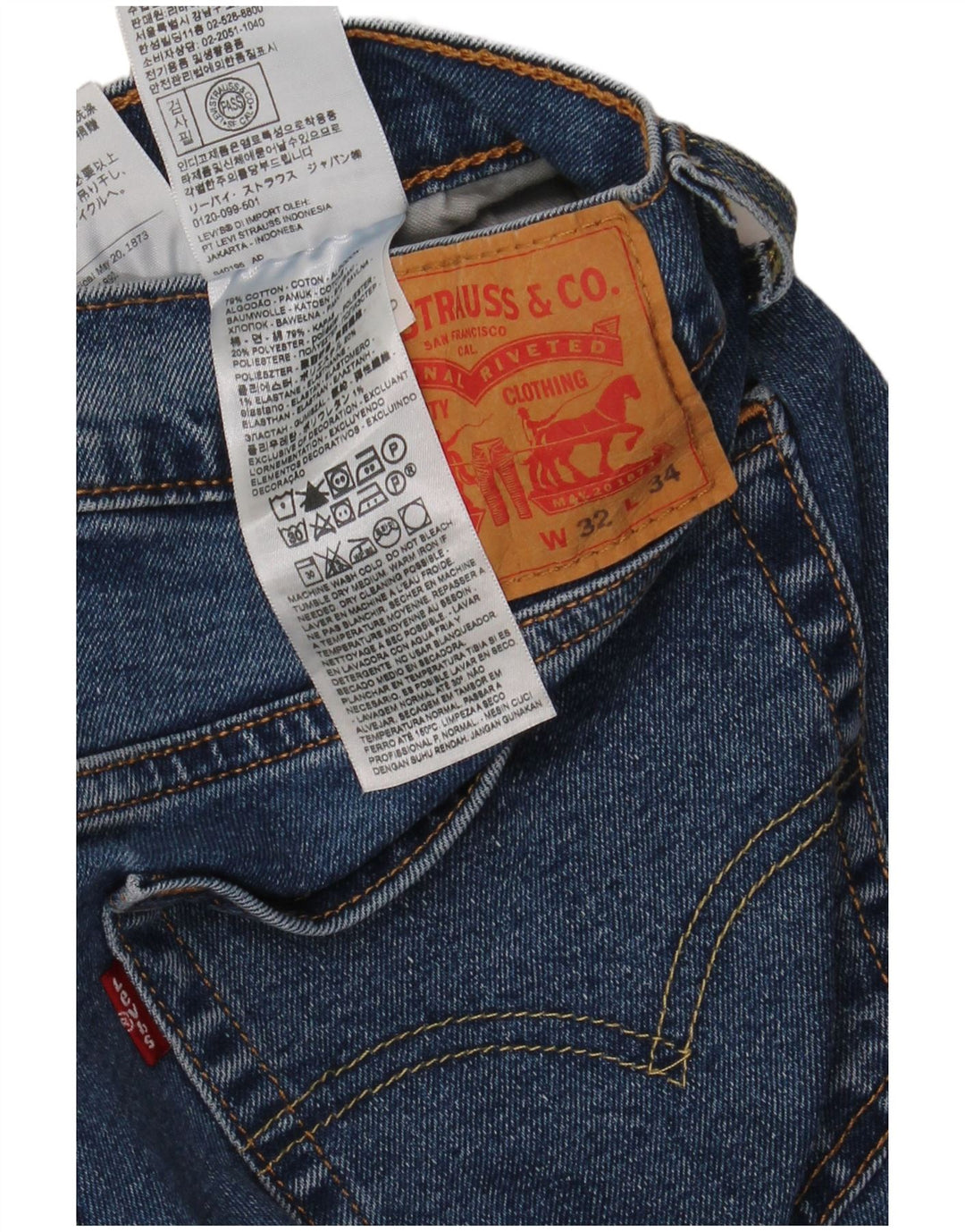 Męskie jeansy Levi's 511 Slim W32 L34 Niebieska bawełna