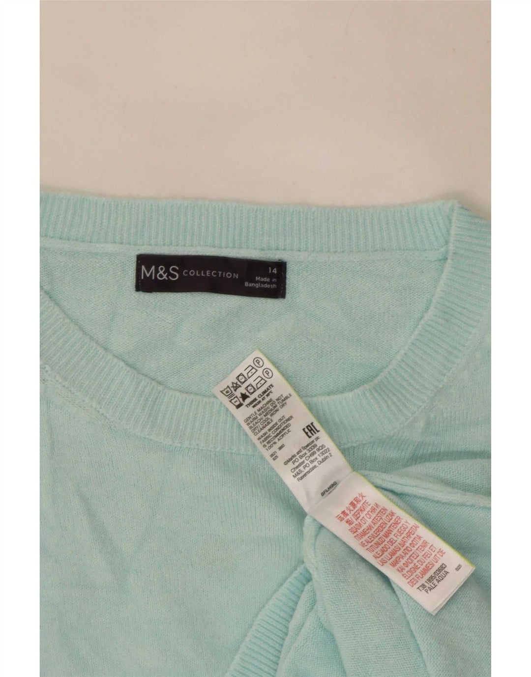 Marks & Spencer Damski sweter z dekoltem w łódkę, UK 14, duży, turkusowy