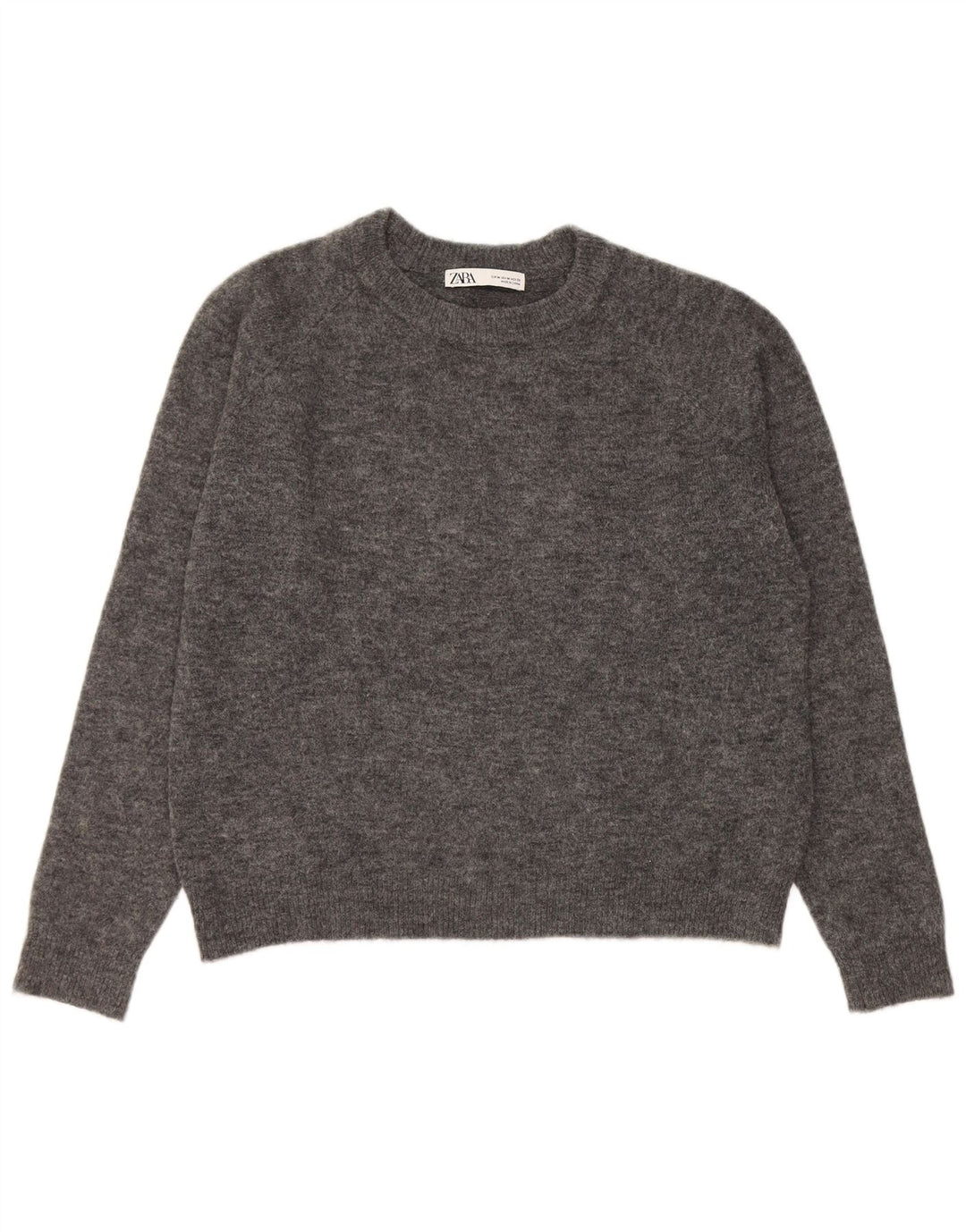 Damski sweter z okrągłym dekoltem Zara UK 14 Średni szary nylon