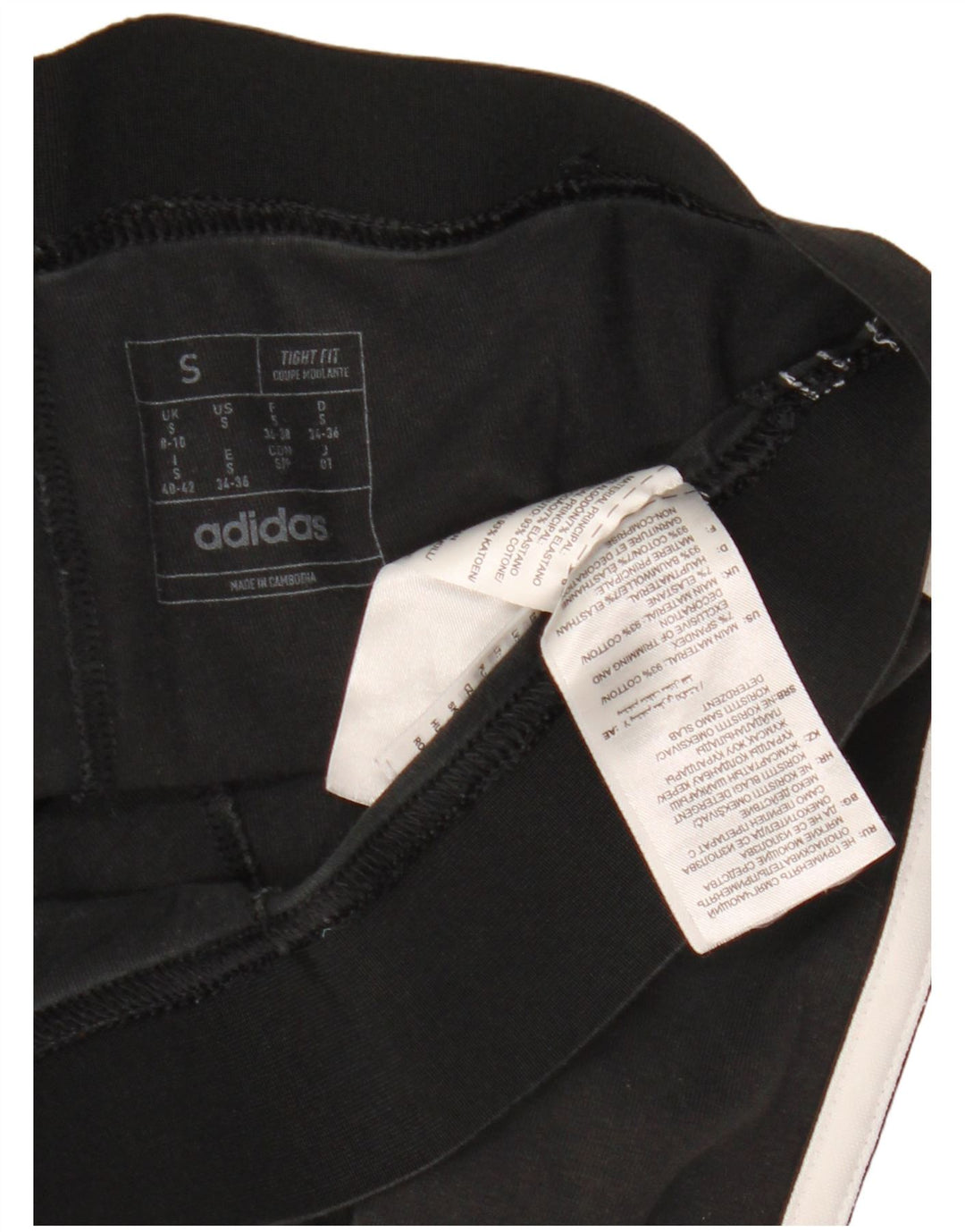 Damskie legginsy ADIDAS o dopasowanym kroju UK 8/10, małe, czarne, bawełniane