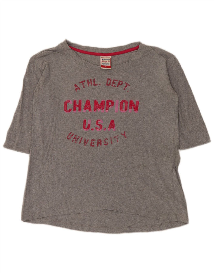 Damska koszulka Champion Heritage Fit Graphic z rękawem 3/4, UK 14, średnia szarość