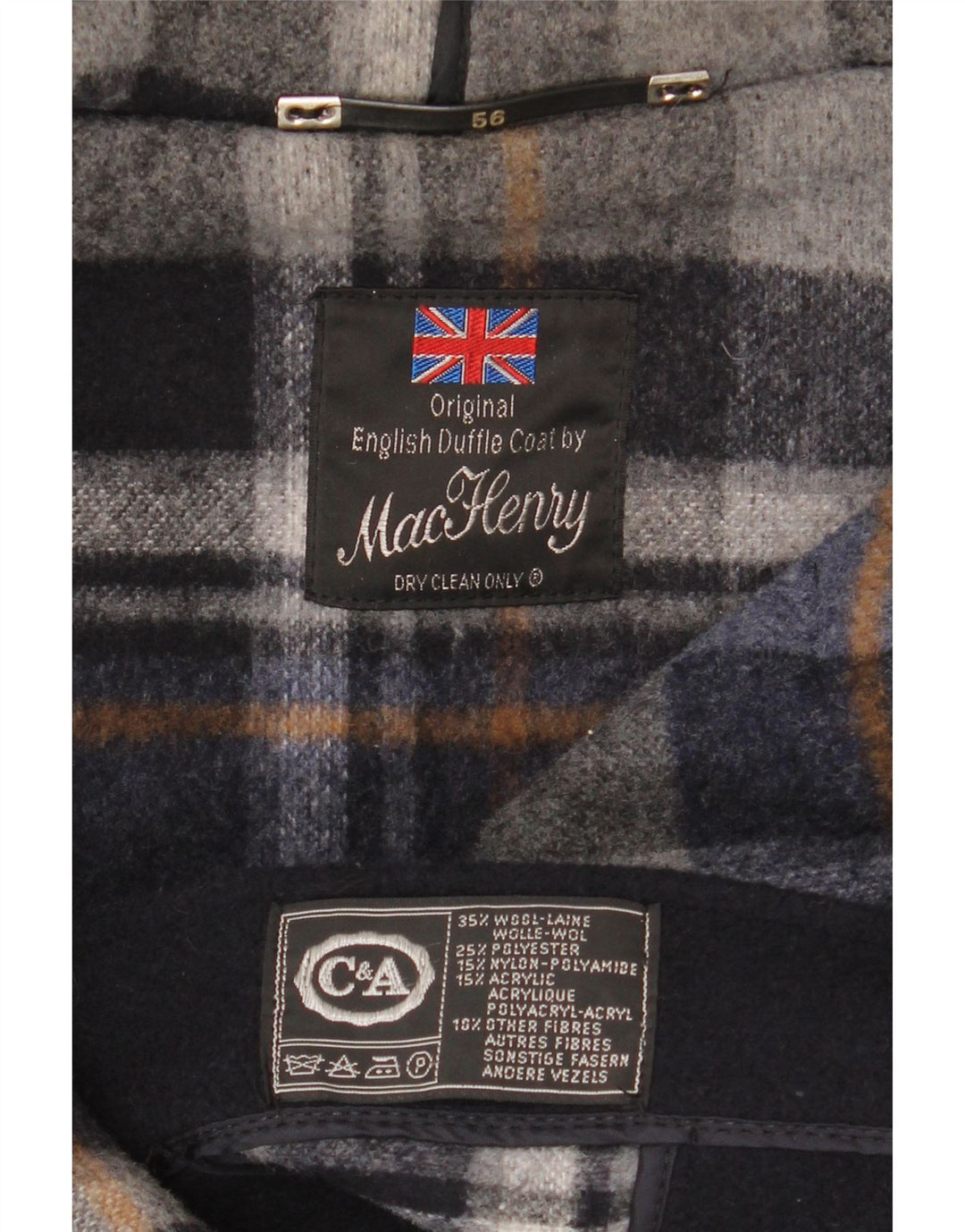 C&A Męski budrysówka z kapturem EU 56 3XL Granatowa wełna