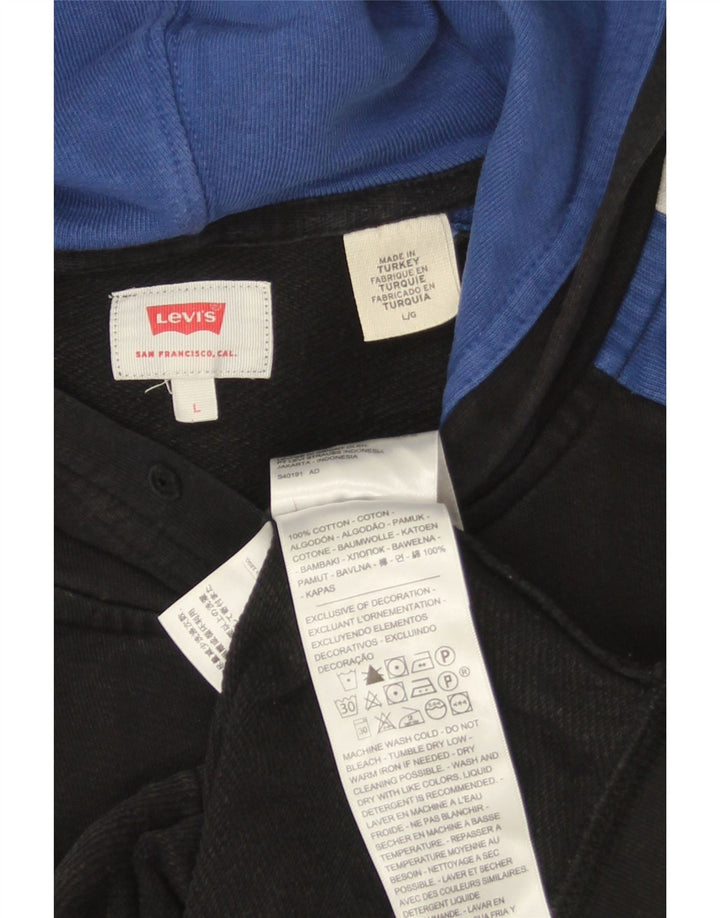 Męski sweter z kapturem i zamkiem błyskawicznym Levi's, duży, czarny, bawełniany z blokami kolorów