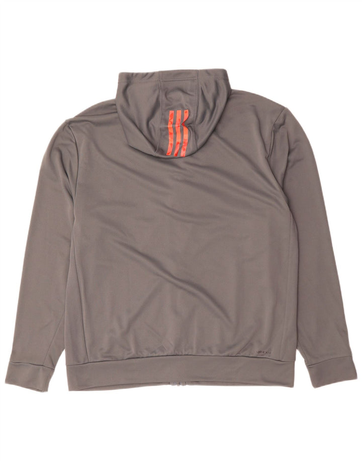 Męski sweter z kapturem Adidas Aeroready, średnio szary, poliestrowy