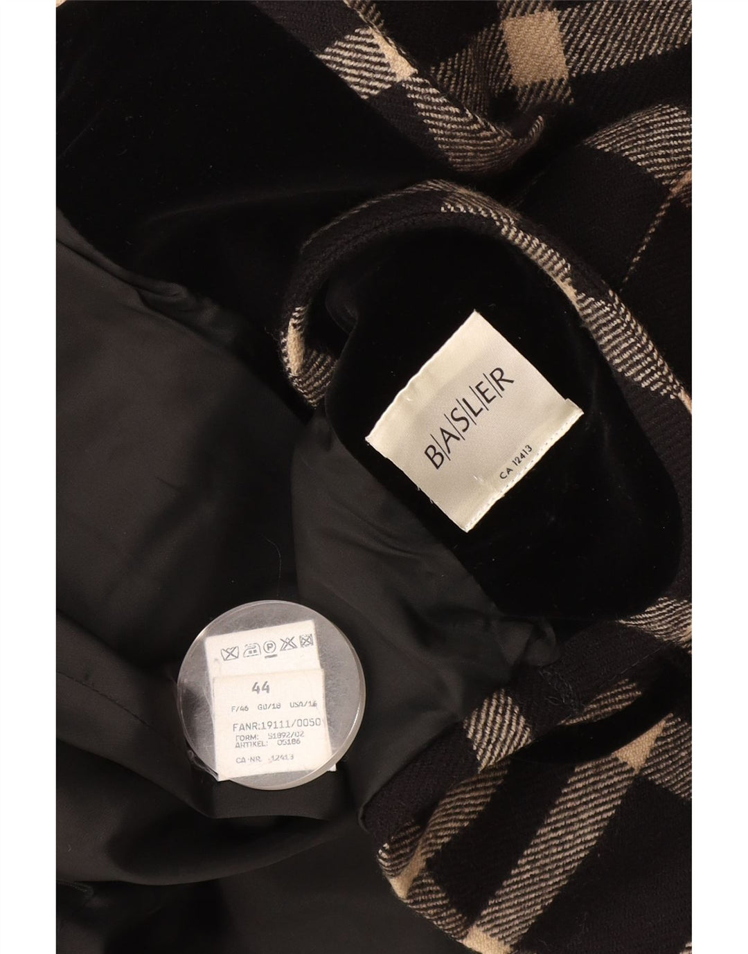 Damska marynarka Basler zapinana na 1 guzik UK 18 XL, wełniana w czarną kratkę