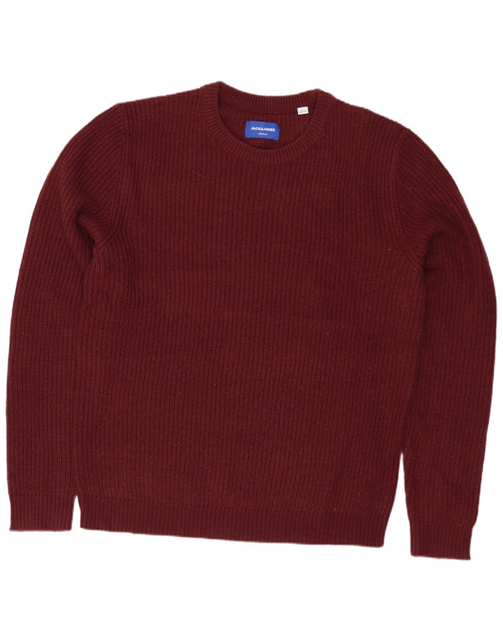 Męski sweter Jack & Jones z okrągłym dekoltem, średni bordowy akryl