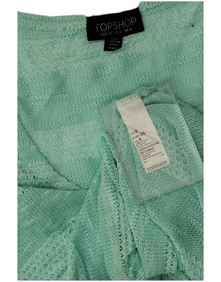 Topshop damska kamizelka Top UK 8 z poliestru w małe turkusowe paski