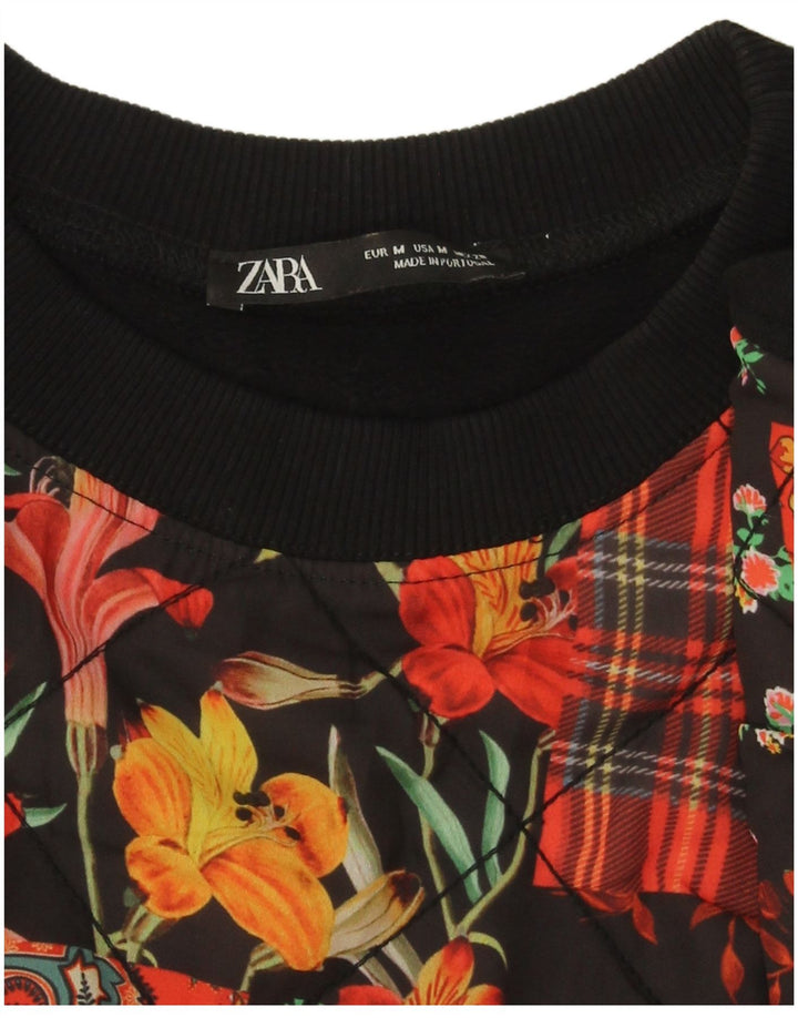 Damska bluza oversize Zara Crop Jumper UK 14, średni czarny patchwork